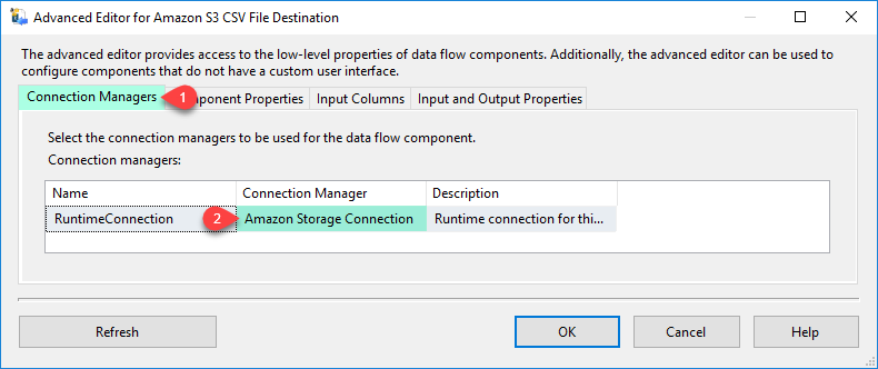 SSIS Amazon S3 CSV File Destination - Select Connection Manager