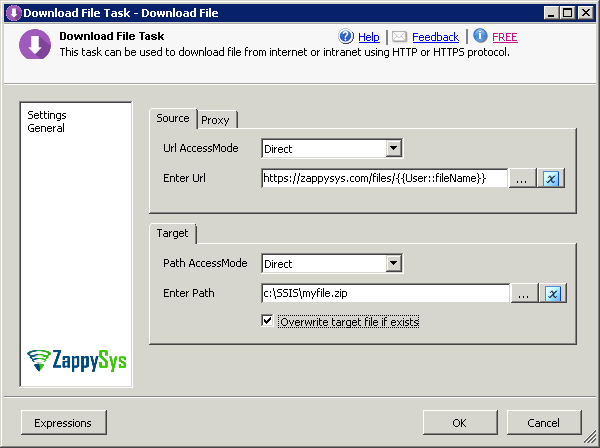 SSIS Download File Task - Download File from internet