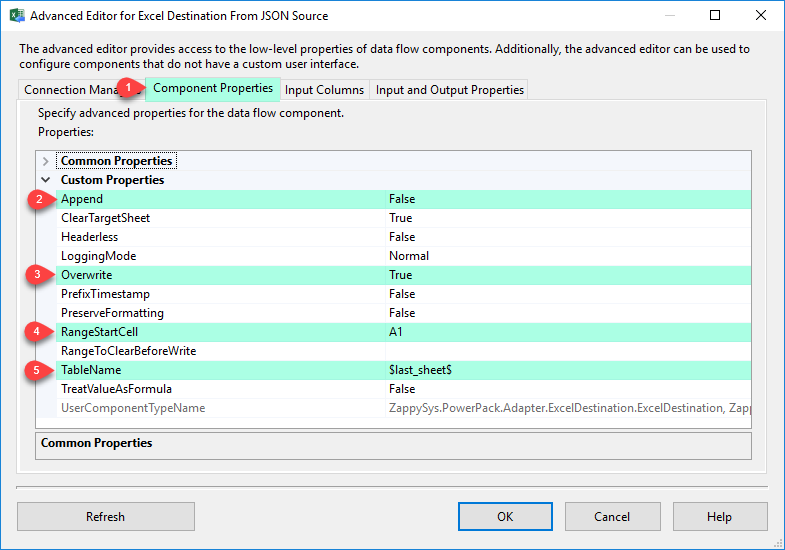 SSIS Excel File Destination - Component Properties SSIS Excel File Destination - Component Properties