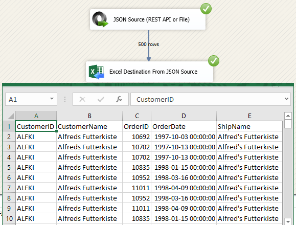 SSIS Excel File Destination - Run or Execute