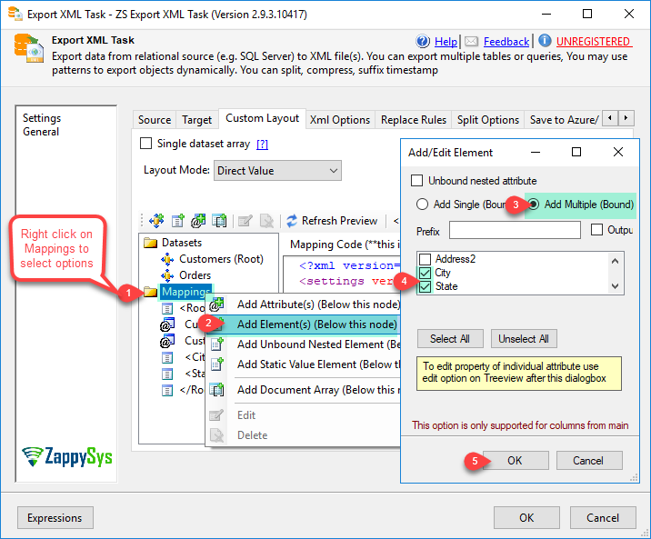 SSIS ExportXML File Task - Layout Editor Add Elements