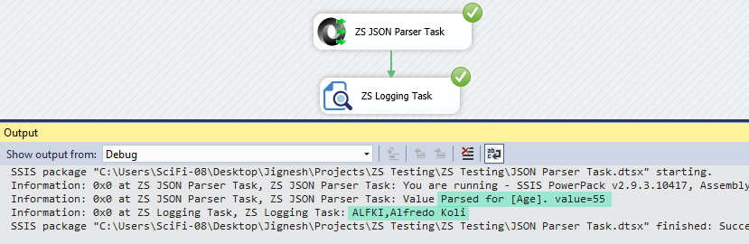 SSIS JSON Parser Task - Execute Package