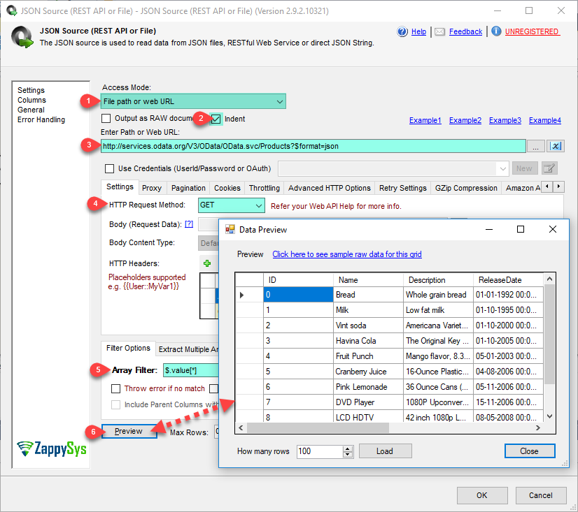 Read JSON File data from Web Url Example in SSIS