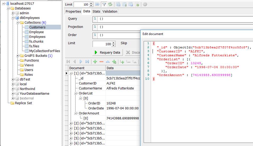View MongoDB JSON Documents using client tool