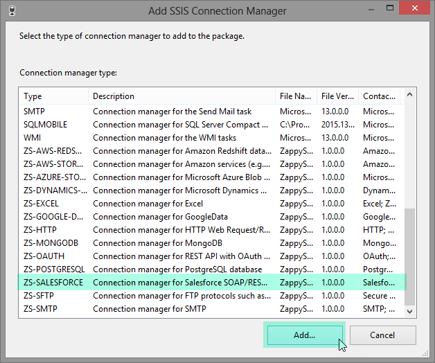 SSIS Salesforce Connection Manager - ADD