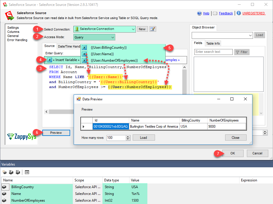 SSIS Salesforce Source - Query mode (query data using SOQL language) 