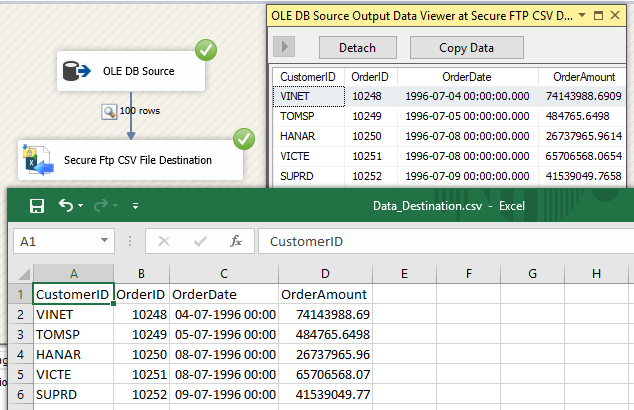 SSIS Secure FTP CSV File Connection - Run or Execute
