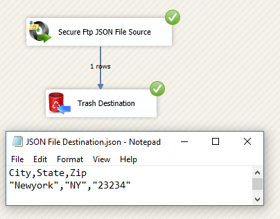SSIS Secure FTP JSON File Source - Execute