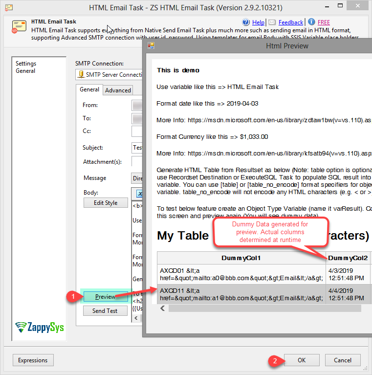 ssis send mail task with html body