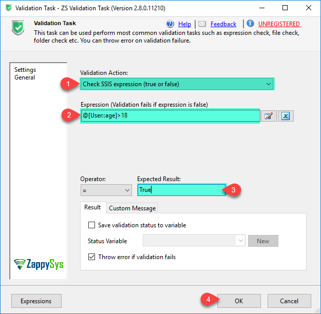 SSIS Validation Task - Check for expression