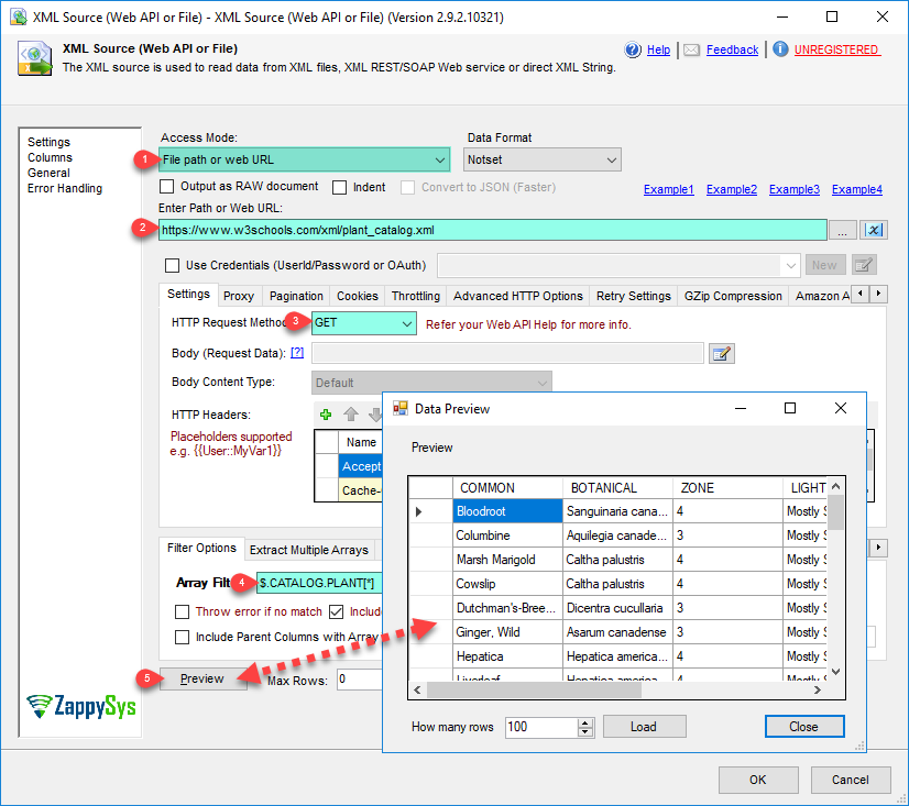 SSIS XML Source - Direct Mode - Call REST API web service or read from XML File