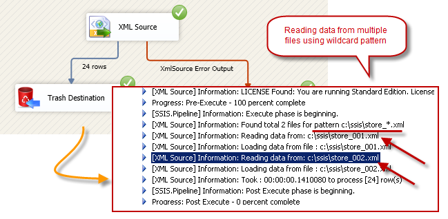 SSIS XML Source - Read data from XML files (Single or Multiple files) - Use wildcard pattern in path