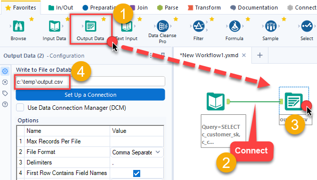 Configure Output Data to CSV in Alteryx