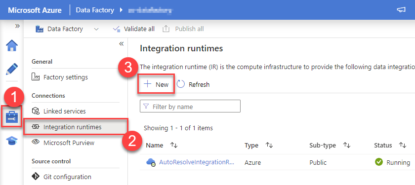 Create new Self-Hosted integration runtime