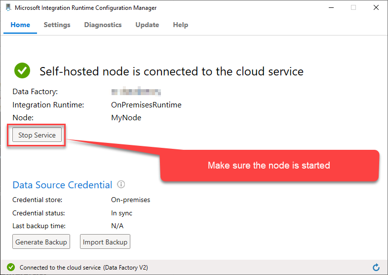 Check Integration Runtime node status