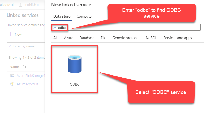 Add new ODBC service