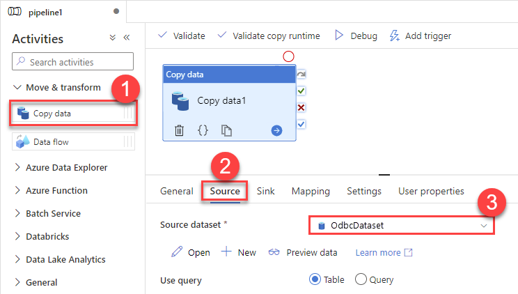 Set source in Copy data