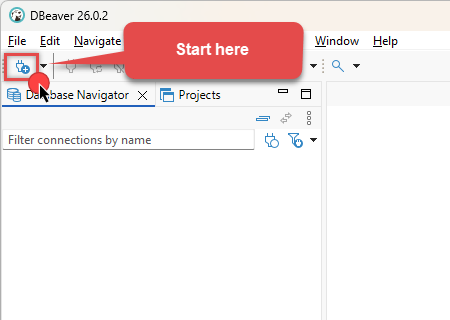 Create new database connection in DBeaver