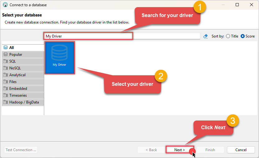 Select custom JDBC driver