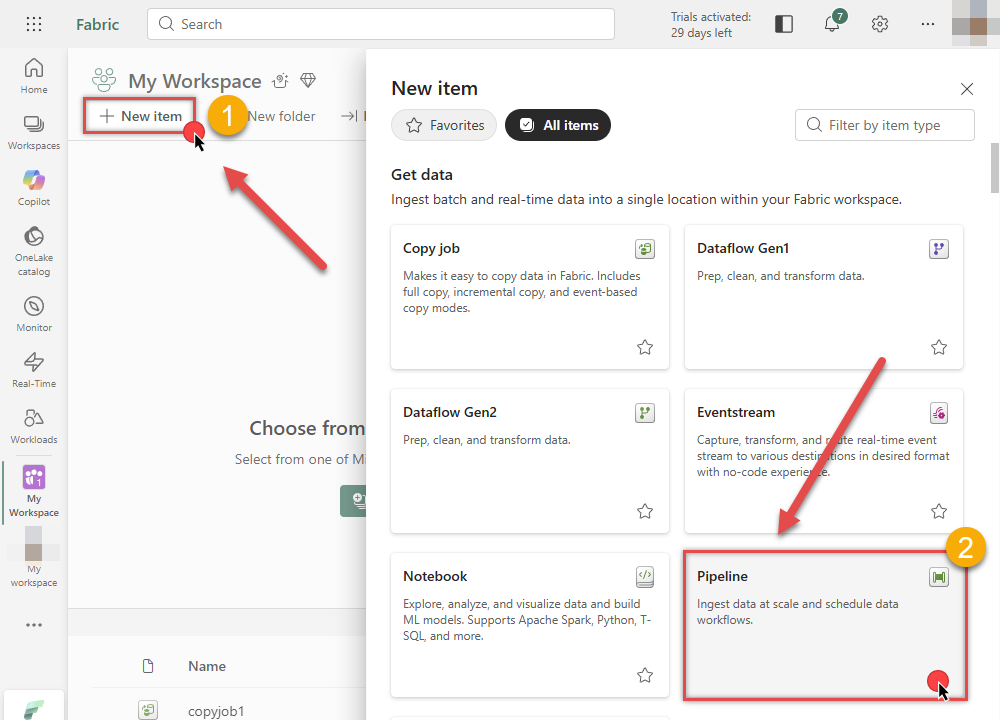 Create Pipeline in Microsoft Fabric