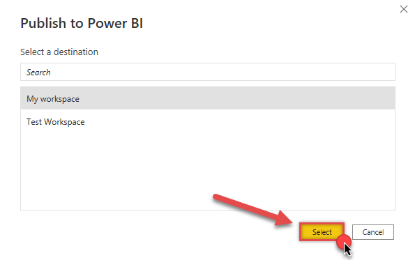 Publish Power BI report to workspace