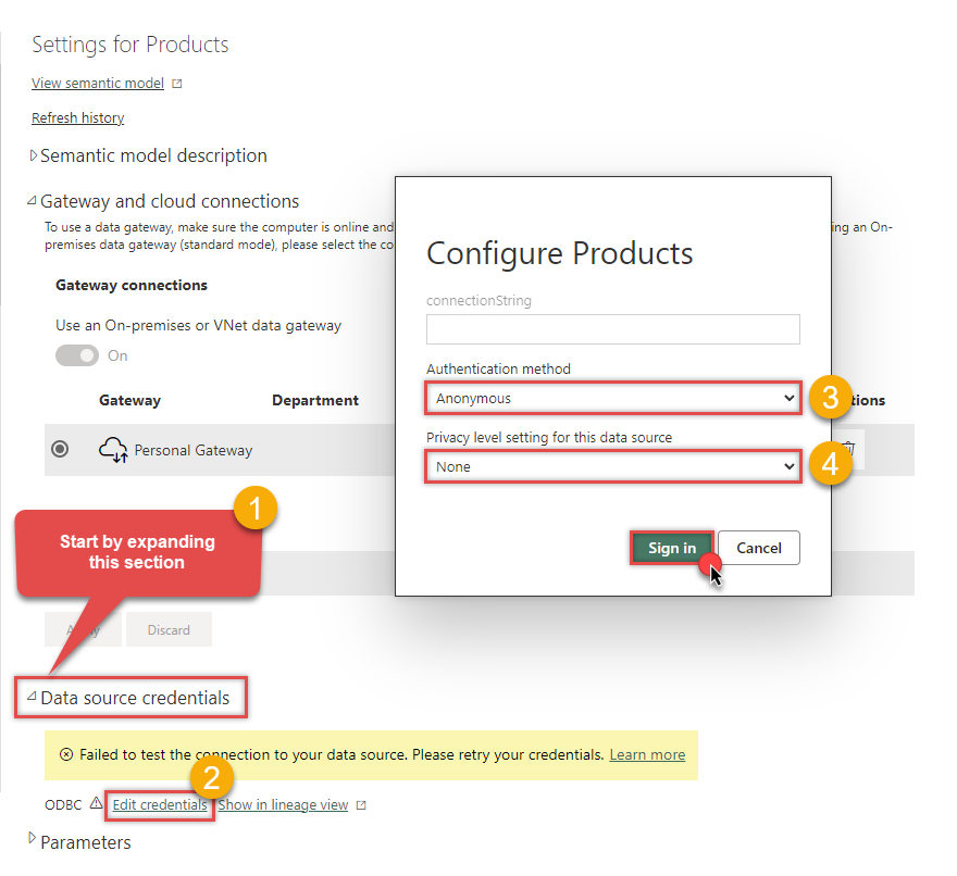 Use On-premises data gateway personal for Power BI semantic model