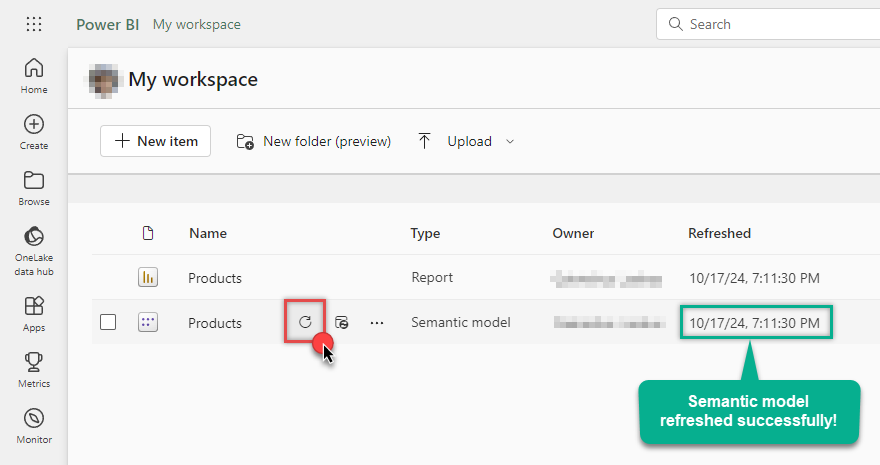 Refreshing Power BI semantic model using On-premises Data Gateway