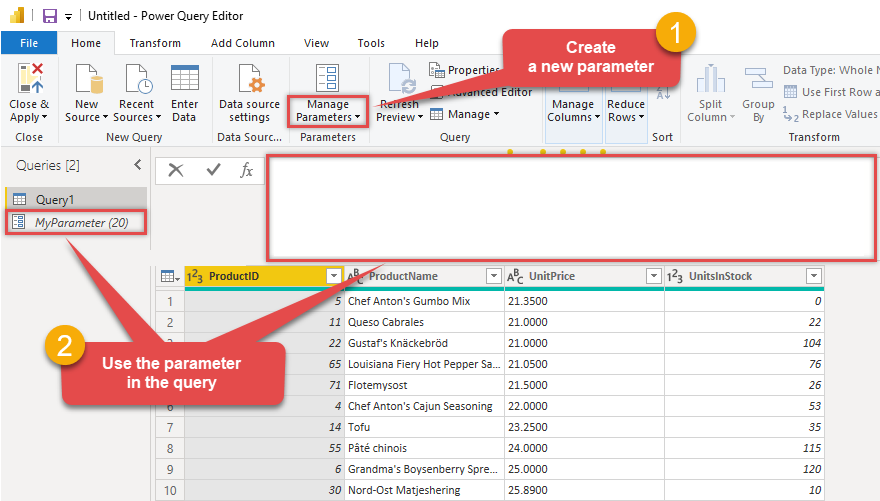 Use parameter in Power BI to get REST API data