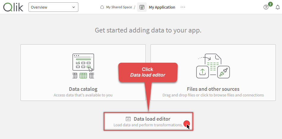 Open Data load editor in Qlik application