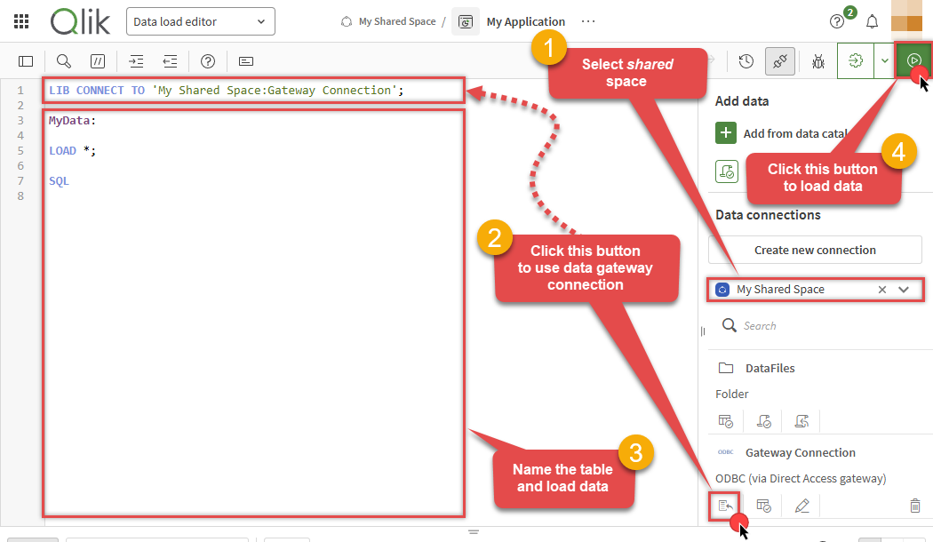 Configure SQL query in Qlik Data load editor using ODBC connection