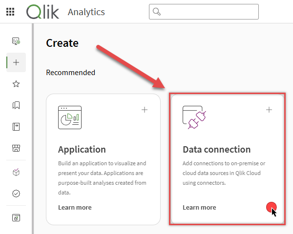 Click Create connection in Qlik Analytics