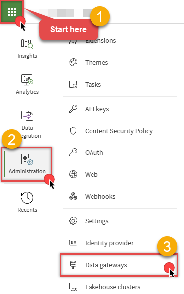 Open Data gateways in Qlik Cloud Administration