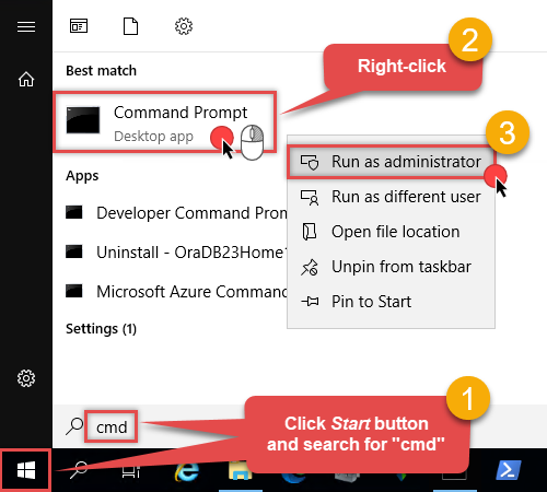 Open command prompt as administrator for gateway setup