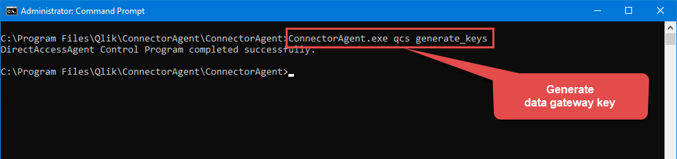 Generate gateway key in Qlik tenant