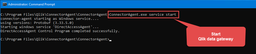 Start Qlik data gateway service
