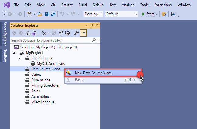 Create new data source view in SSAS to read API data