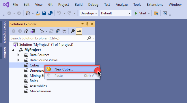 Create new SSAS cube to read API data