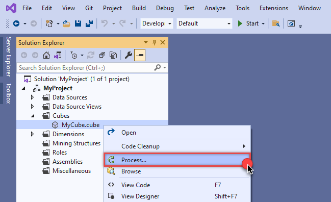 Process SSAS cube to read API data