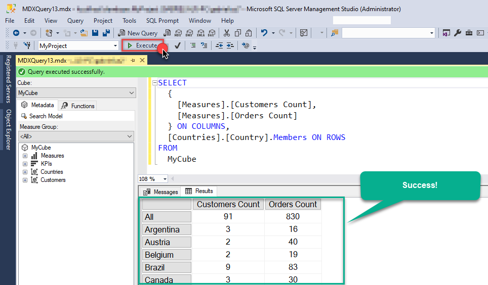 Execute MDX in SSAS cube to read API data