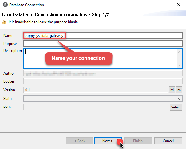 Naming a connection in Talend Studio