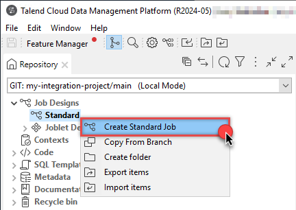 Create a job in Talend Studio