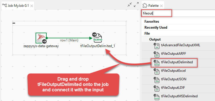 Connecting tFileOutputDelimited output in Talend Studio