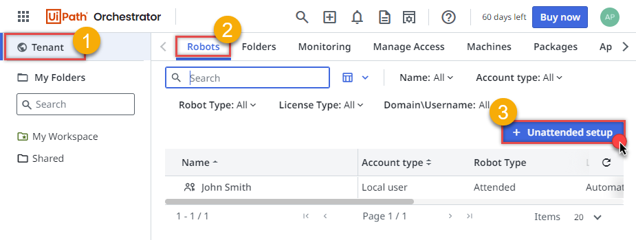 Creating unattended setup in UiPath Orchestrator