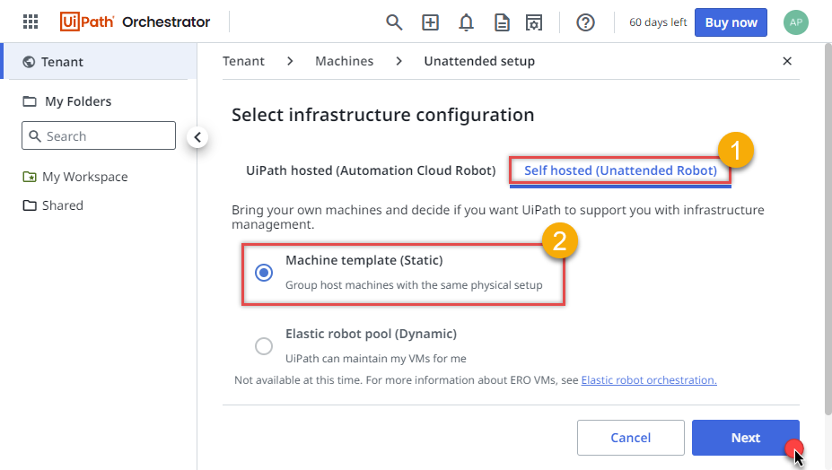 Creating self-hosted robot in UiPath Orchestrator