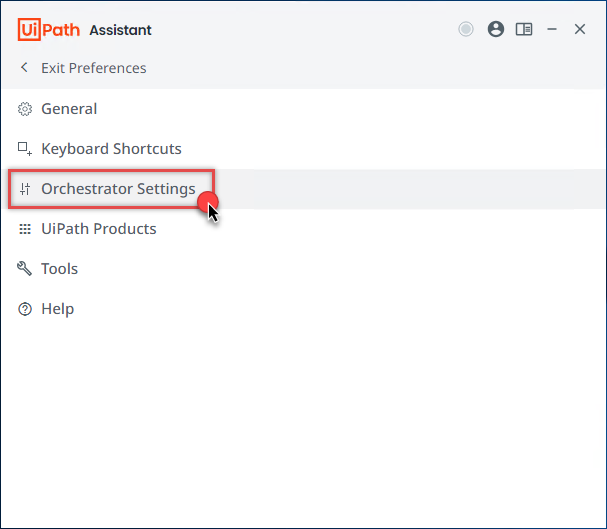 Configuring Orchestrator settings in UiPath Assistant