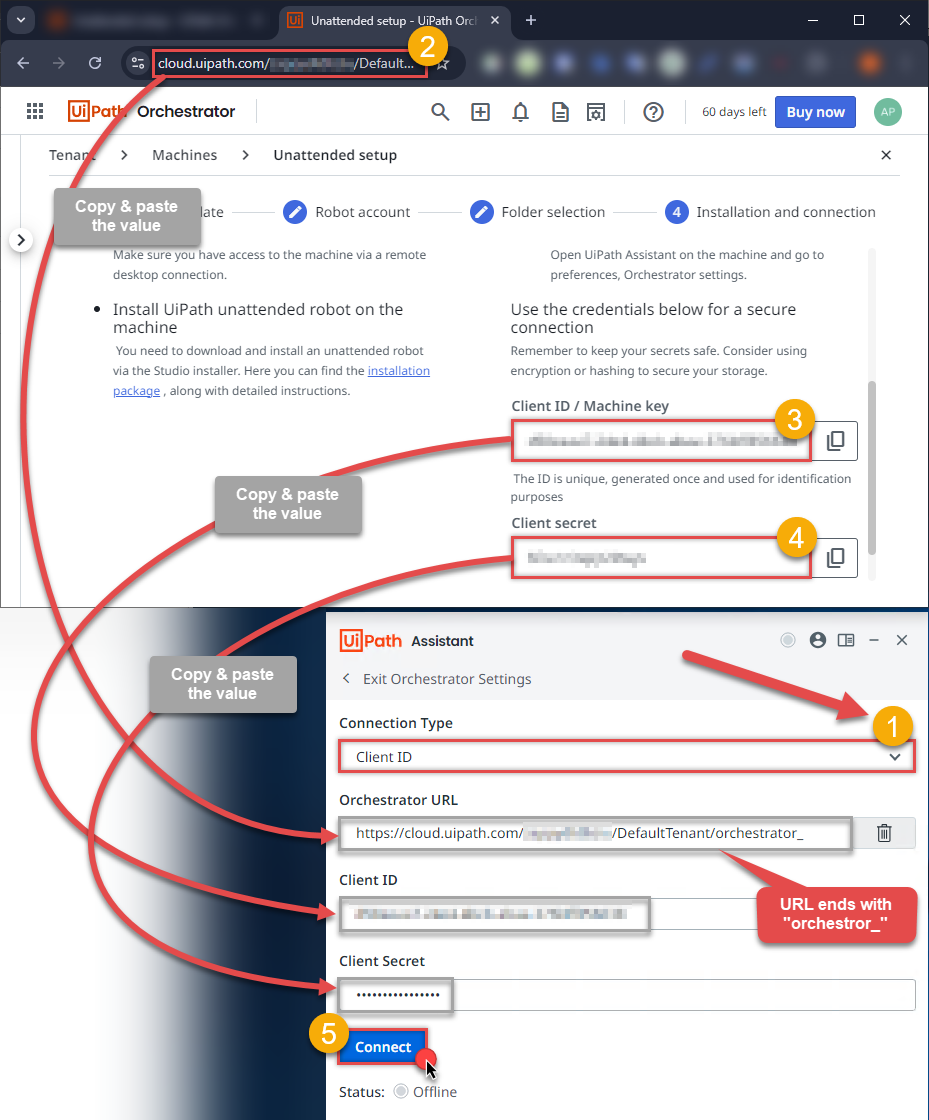 Configuring Client ID and Secret in UiPath Assistant