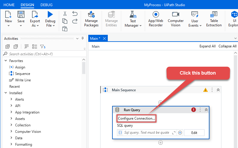 Configuring ODBC data source in UiPath in Run Query activity