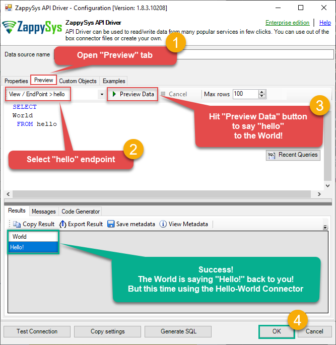 ODBC ZappySys Data Source Preview