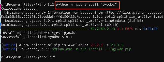 Python - pip install pyodbc