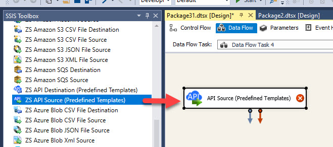 SSIS API Source (Predefined Templates) - Drag and Drop
